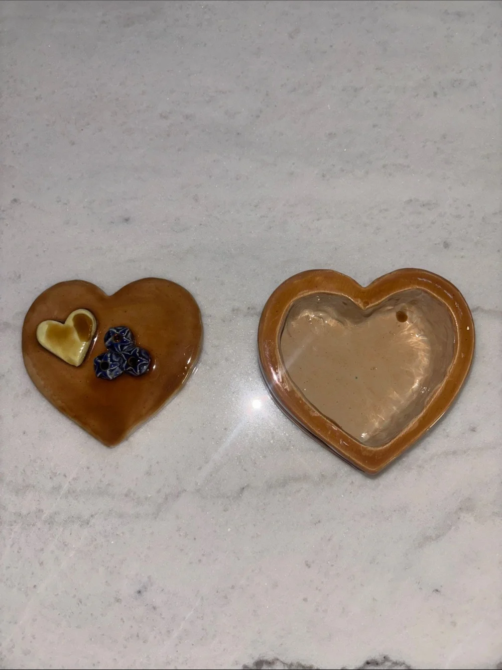 Ceramic Heart Stack Pancake Trinket Box - Syrup , Butter & Blueberry Accent RARE